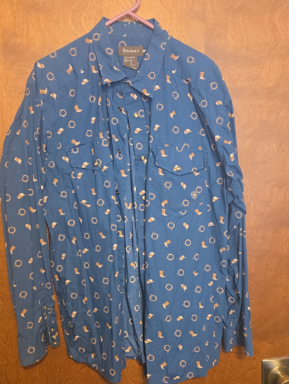 Ariat Blue Western Motif Button-Up Shirt